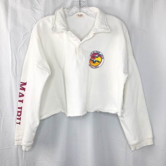 Brandy Melville Tops - John Galt Crop Malibu Sweatshirt Collar V-Neck